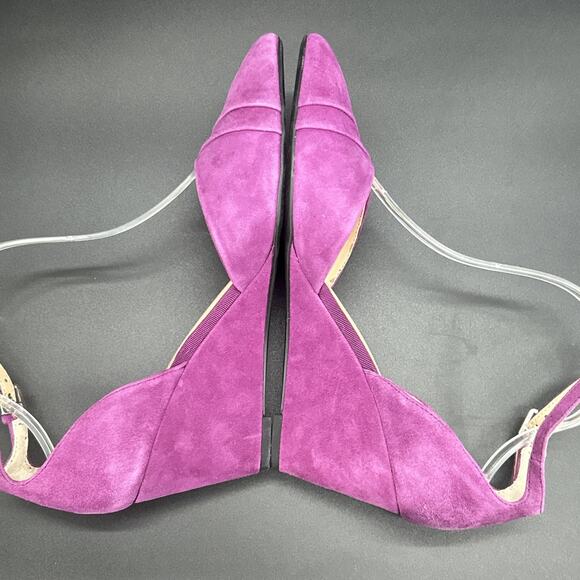 Franco Sarto FAYE Womens 8.5M Suede Wedge Heel Purple Strappy Ankle Holiday Chic - Picture 7 of 8